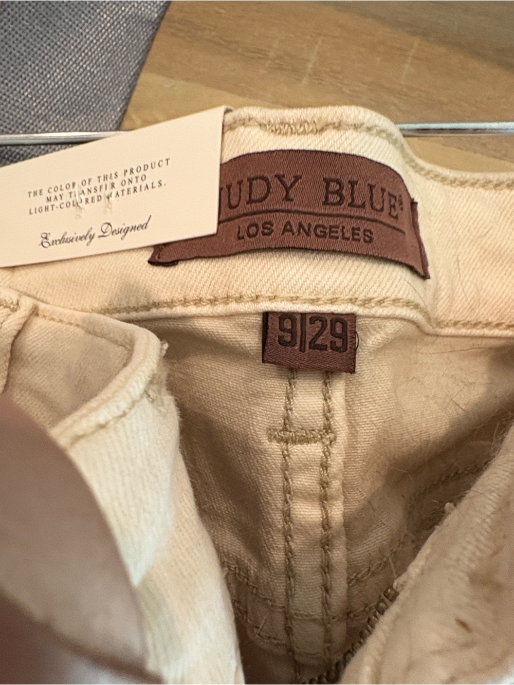 Judy Blue Cream Straight Fit Jeans with Frayed Hem - Picture 5 of 5